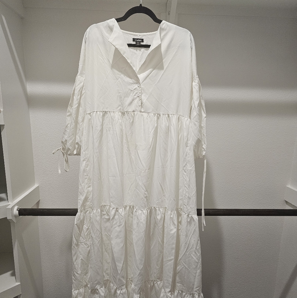 Boohoo white maxi dress